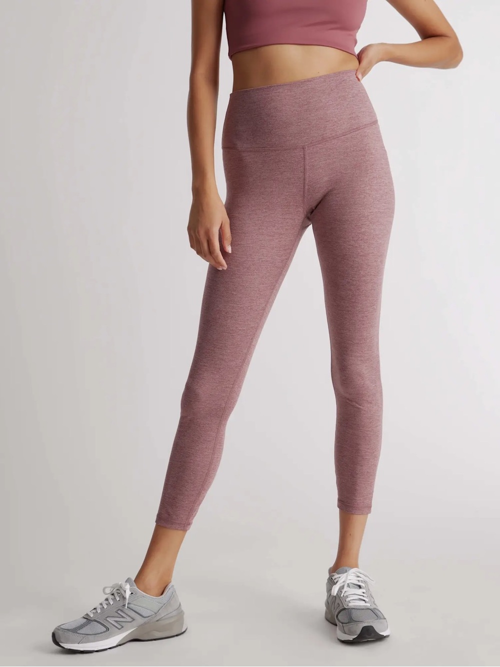 Quince Womens XL Ultra Soft High Rise Leggings Heather Rose Pink Short 25 Inseam